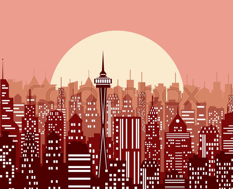 800x649 Evening Cityscape . Vector Illustration In A Flat Design. City