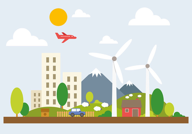 632x443 Free Green Cityscape Vector Illustration Free Vector Download