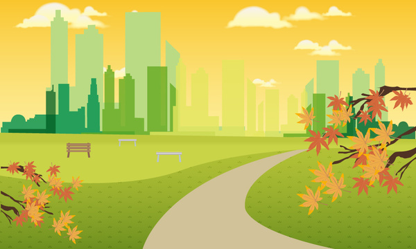 600x360 Peaceful Cityscape Vector Illustration With Colorful Design Free