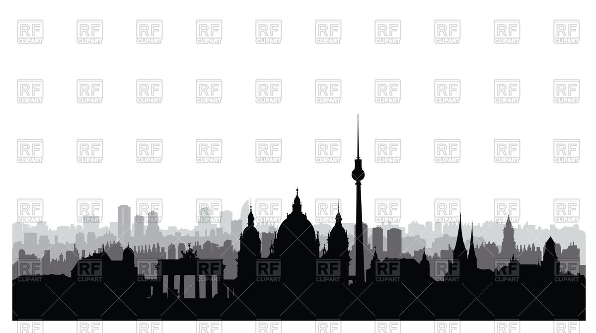 1200x670 Berlin City Buildings Silhouette. German Urban Landscape. Berlin