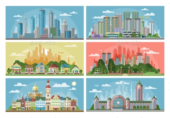 590x411 Cityscape Vector City Landscape By Pantimetrok Graphicriver