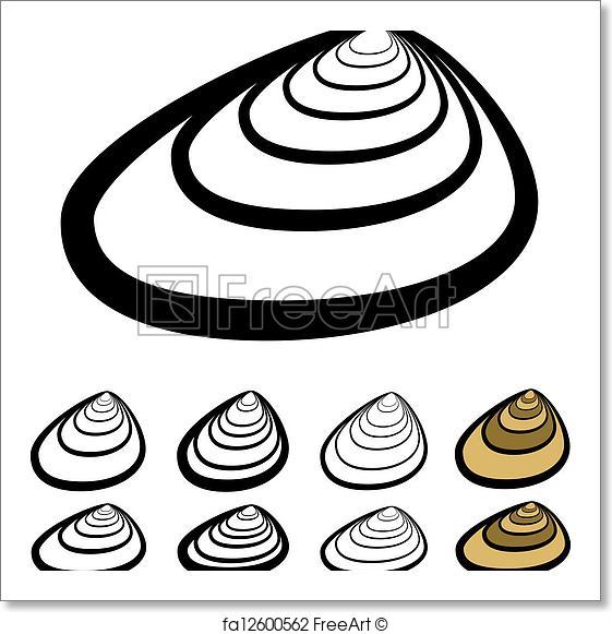 561x581 Free Art Print Of Vector Clam Shell Silhouettes Freeart Fa12600562