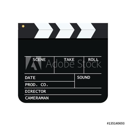 500x500 Movie Clapper Board Isolated On White Background. Mockup