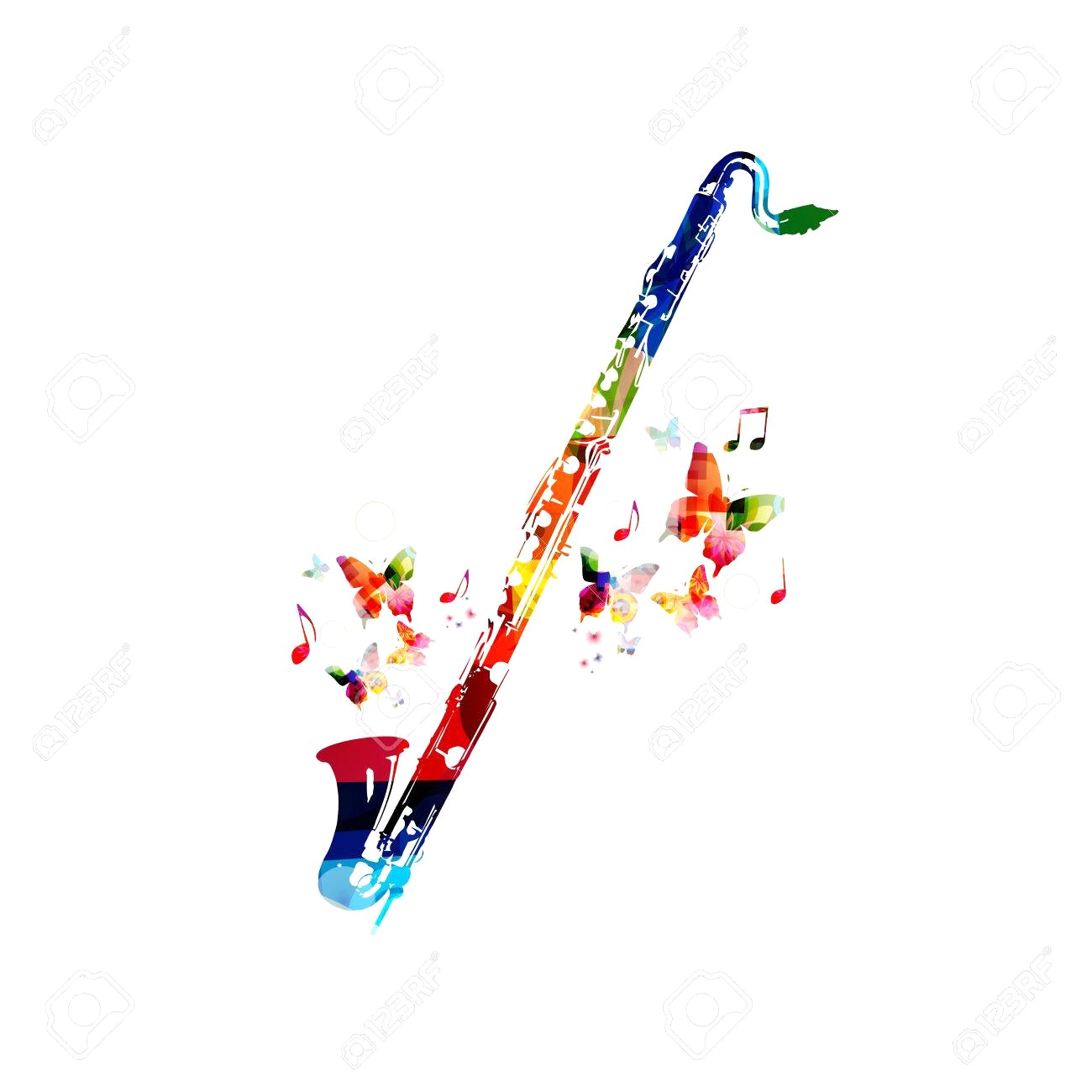 1300x1300 69228610 Colorful Cassical Bass Clarinet With Music Notes Isolated