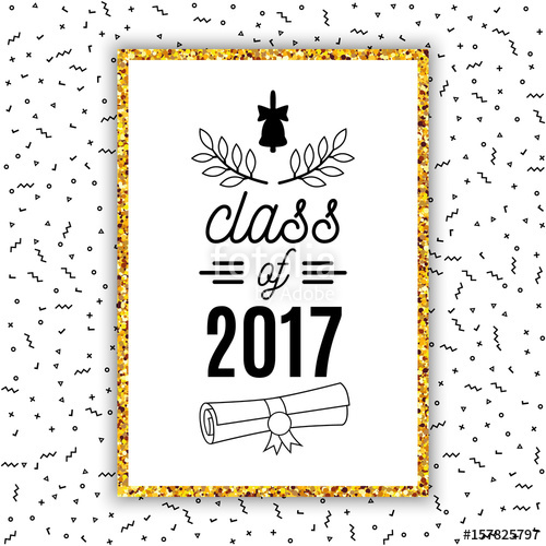 500x500 Class Of 2017 Graduation Greeting Card With Bell, Scroll And