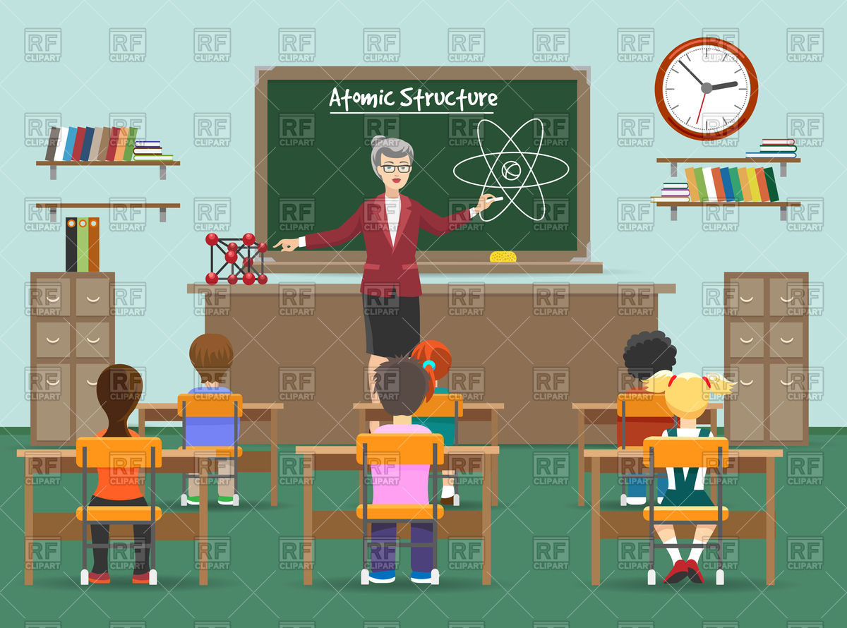 1200x890 Physics Lesson. Female Teacher In Classroom. Vector Image Vector