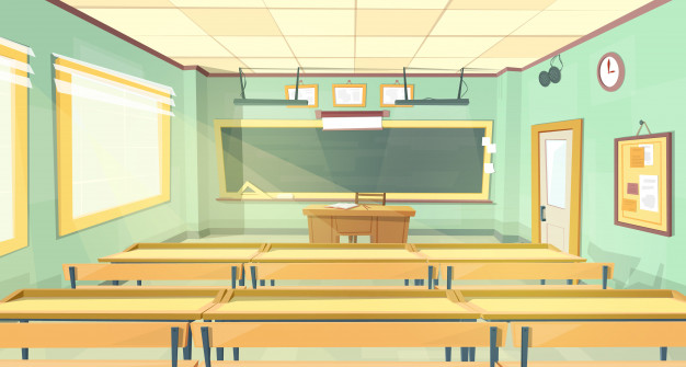 626x335 Vector Cartoon Background. Empty School Classroom Vector Free
