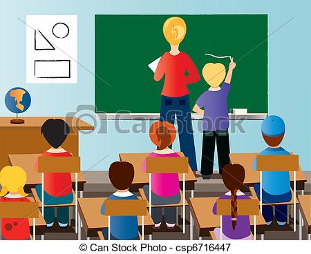 450x368 Classroom. Is A Teacher With Is Students.