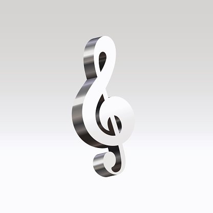 416x416 Estilo 3d Vector Prata Clave De Sol Premium Clipart