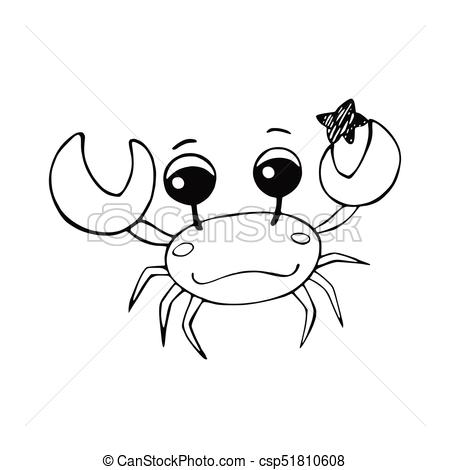 450x470 Cancer Keeps A Star In A Claw. Vector Linear Image Of Children S