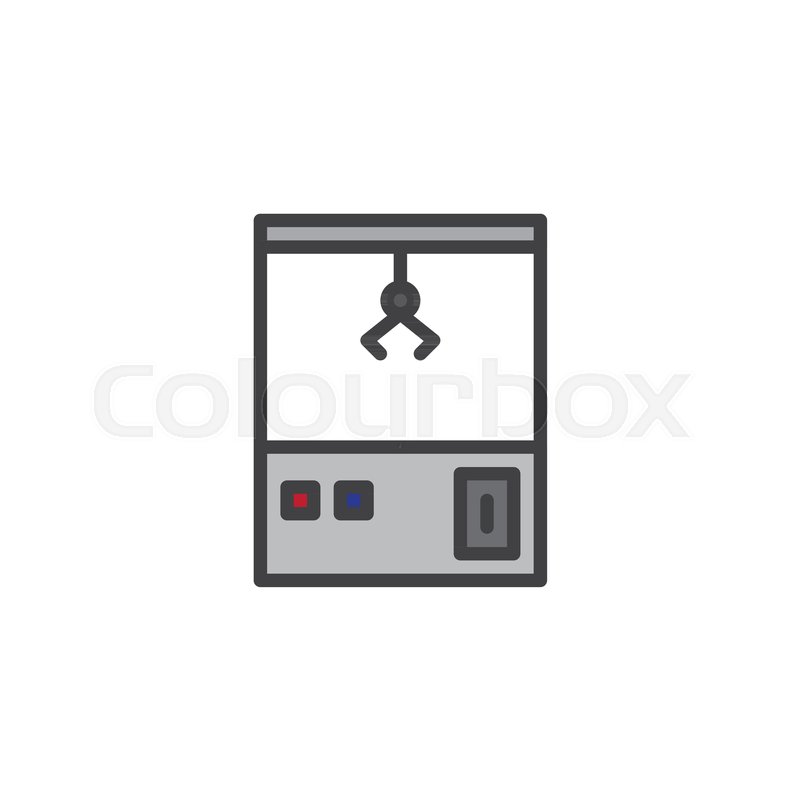 800x800 Claw Crane Arcade Machine Filled Outline Icon, Line Vector Sign
