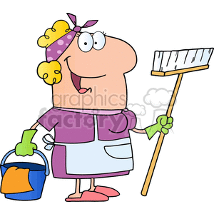 300x300 Royalty Free Cartoon Cleaning Lady 383300 Vector Clip Art Image