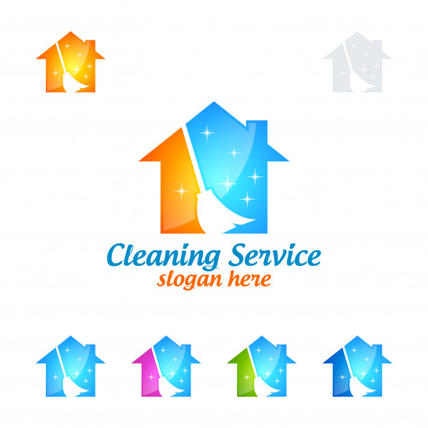 626x626 Cleaning Service Logo Design With House And Broom Vector Premium