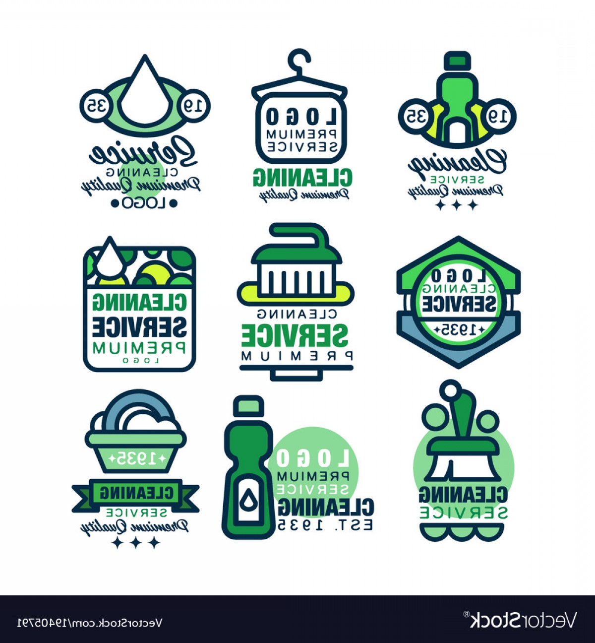 1200x1296 Cleaning Service Premium Quality Logo Template Set Vector Orangiausa