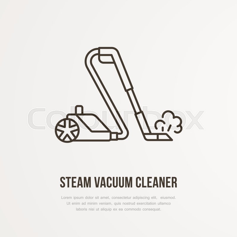800x800 Steam Vacuum Cleaner Flat Line Icon, Logo. Vector Illustration Of