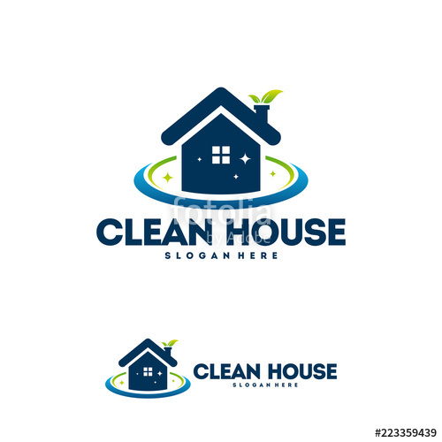 500x500 Clean House Logo Designs With Nature Leaf, Cleaning Service Logo