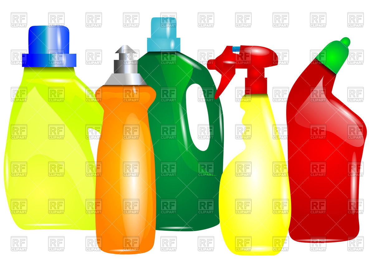 1200x849 Multicolor Bottles With Cleaning Products Vector Image Vector