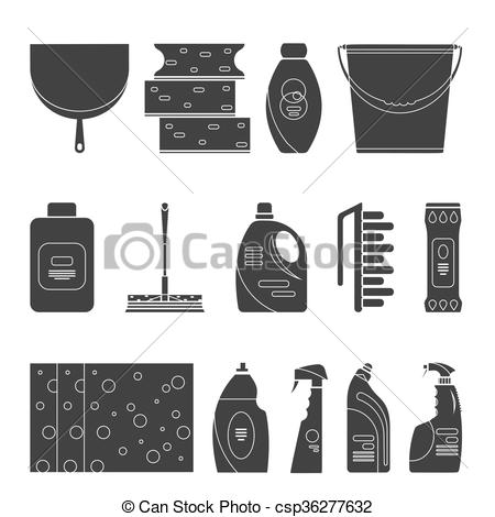 450x470 Outline Cleaning Products And Equipment Background Pattern. Home