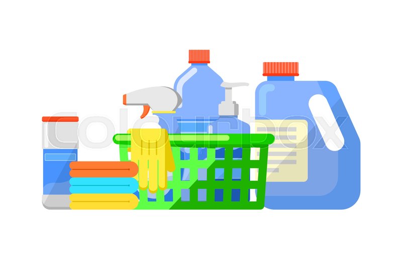 800x516 Chemical Cleaning Products Isolated Icon In Flat Style. House