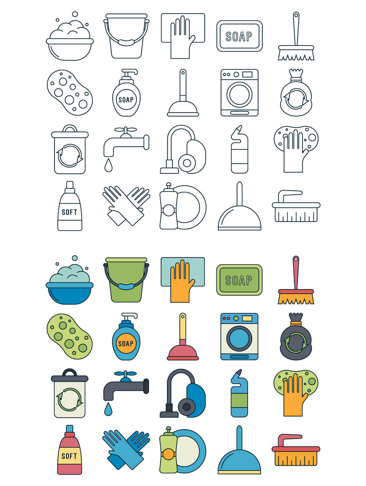 1200x1592 Free Cleaning Vector Icon Set