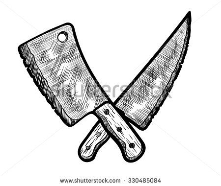 450x380 Hand Drawn Cleavers. Vector Illustration Of A Hand Drawn Cleaver