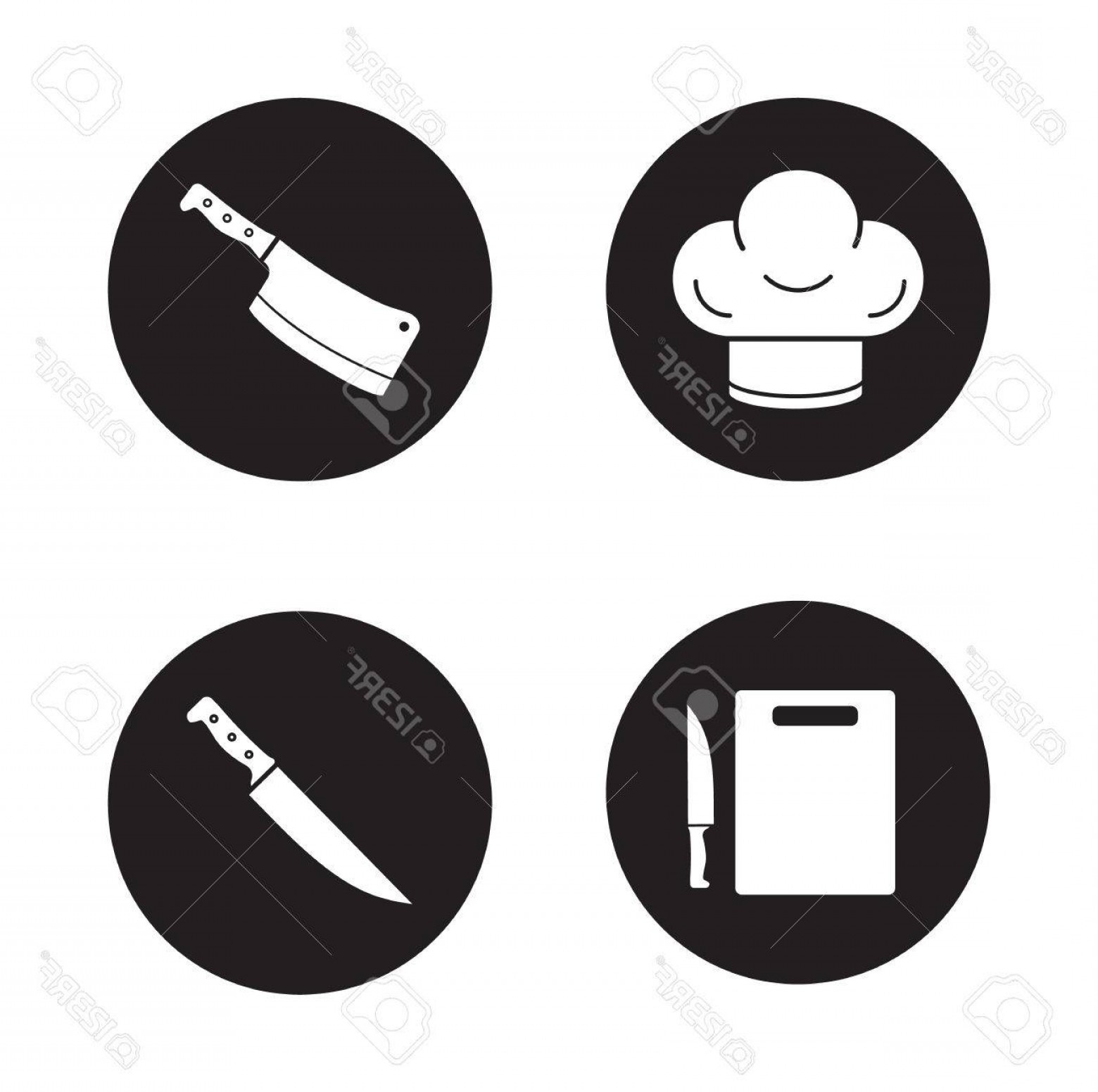 1560x1552 Photostock Vector Chef Cooking Tools Black Icons Set Chef S Hat