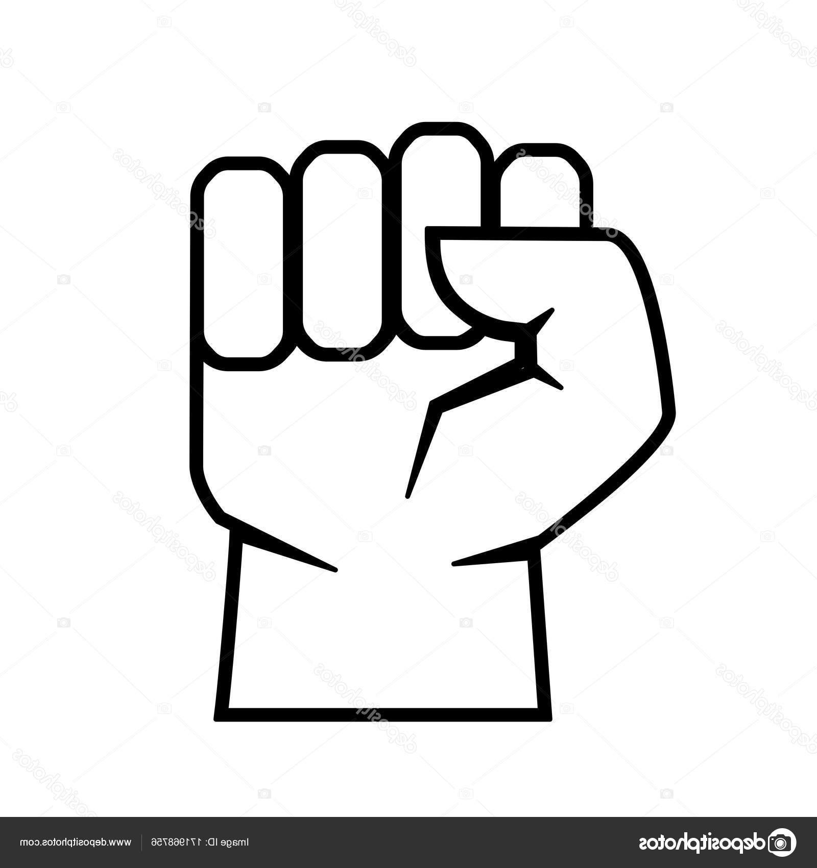 1600x1700 Hd Stock Illustration Clenched Fist Vector Outline Icon Design