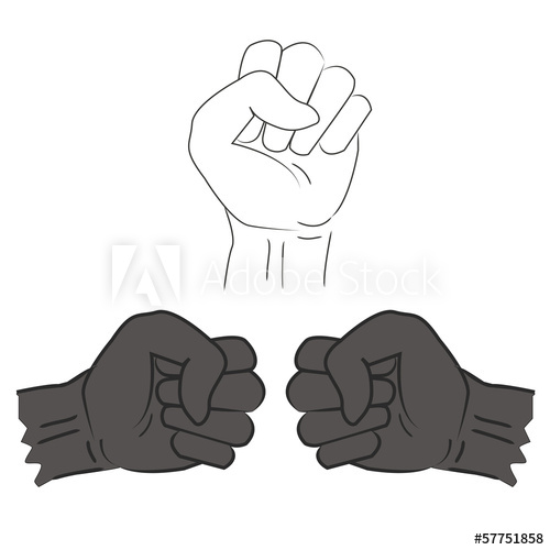 500x500 Three Clenched Fist Hand Vector Illustration