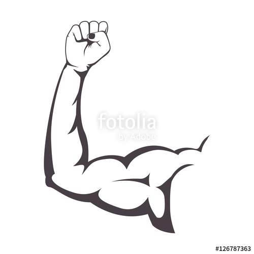 500x500 Silhouete Muscular Arm With A Clenched Fist Vector Illustration