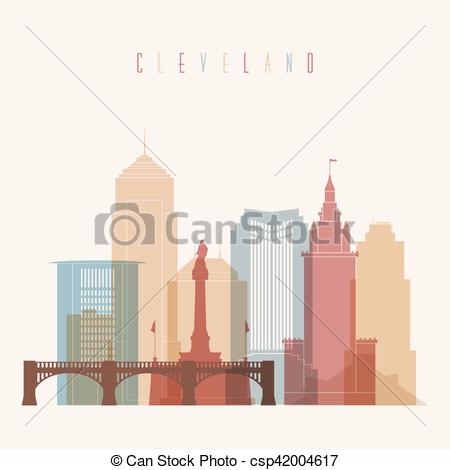 450x470 Cleveland Skyline City Multicolor Silhouette. Colorful... Vector