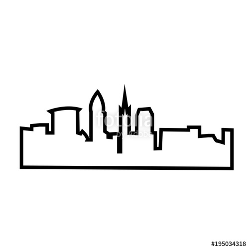500x500 Cleveland Silhouette Outline On White Background Stock Image And