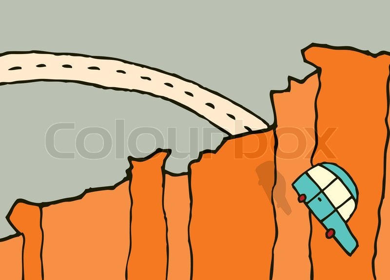 800x575 Falling Car Jumping Off A Cliff Stock Vector Colourbox