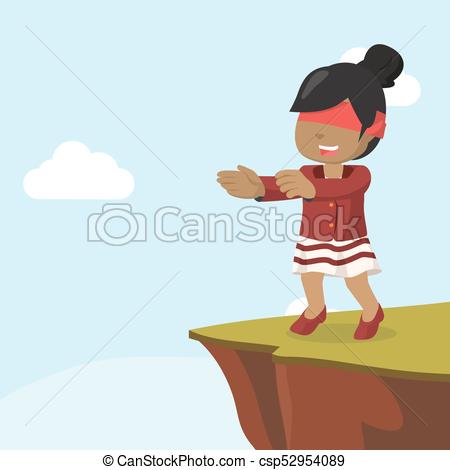 450x470 African Businesswoman Walking Blind Into Cliff Vector Illustration