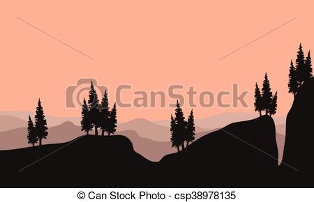 450x290 Silhouette Of Spruce In Cliff Vector Illustration.
