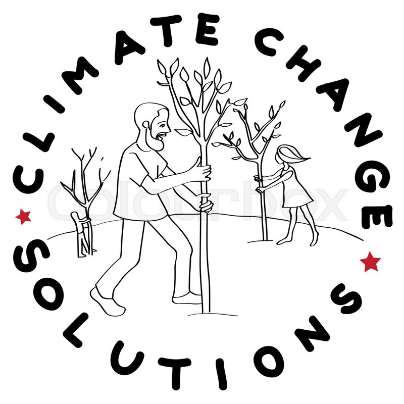 800x800 Climate Change Solution Illustration, Hand Drawn Sticker Isolated