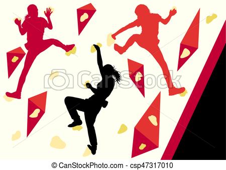 450x338 Girl Rock Climbing Vector Background Abstract Poster.