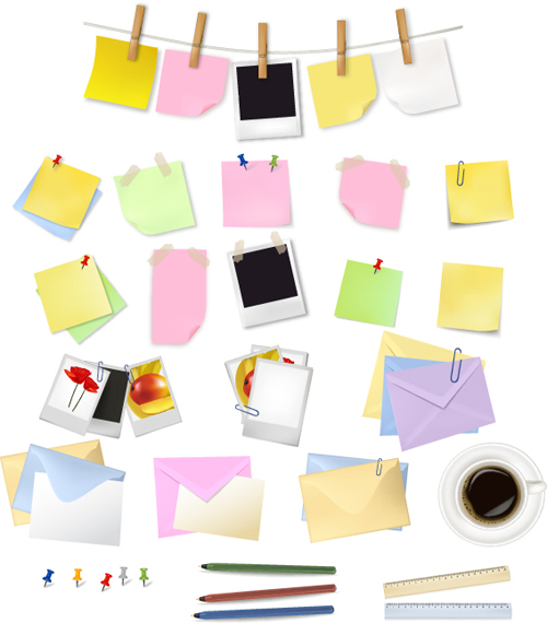 500x570 Multicolor Message Paper And Paper Clip Vector 03 Free Download