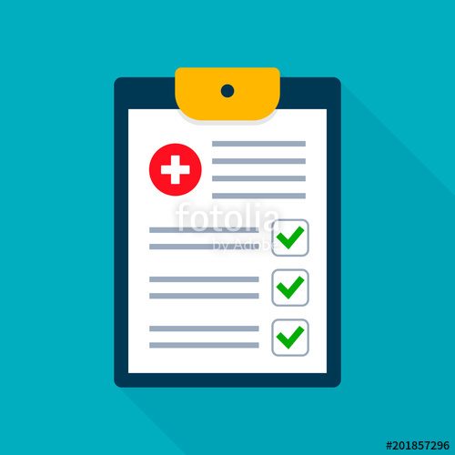 500x500 Medical Checklist Health Check Form On Clipboard. Vector Flat