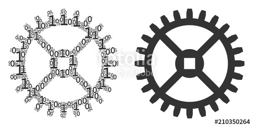 500x251 Clock Gear Mosaic Icon Of Zero And Null Digits In Various Sizes