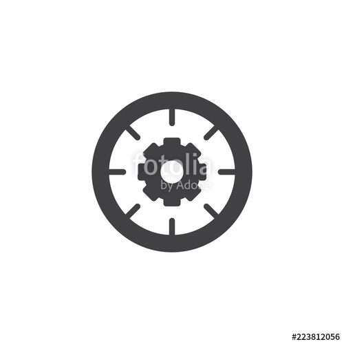 500x500 Clock Gear Vector Icon. Filled Flat Sign For Mobile Concept And