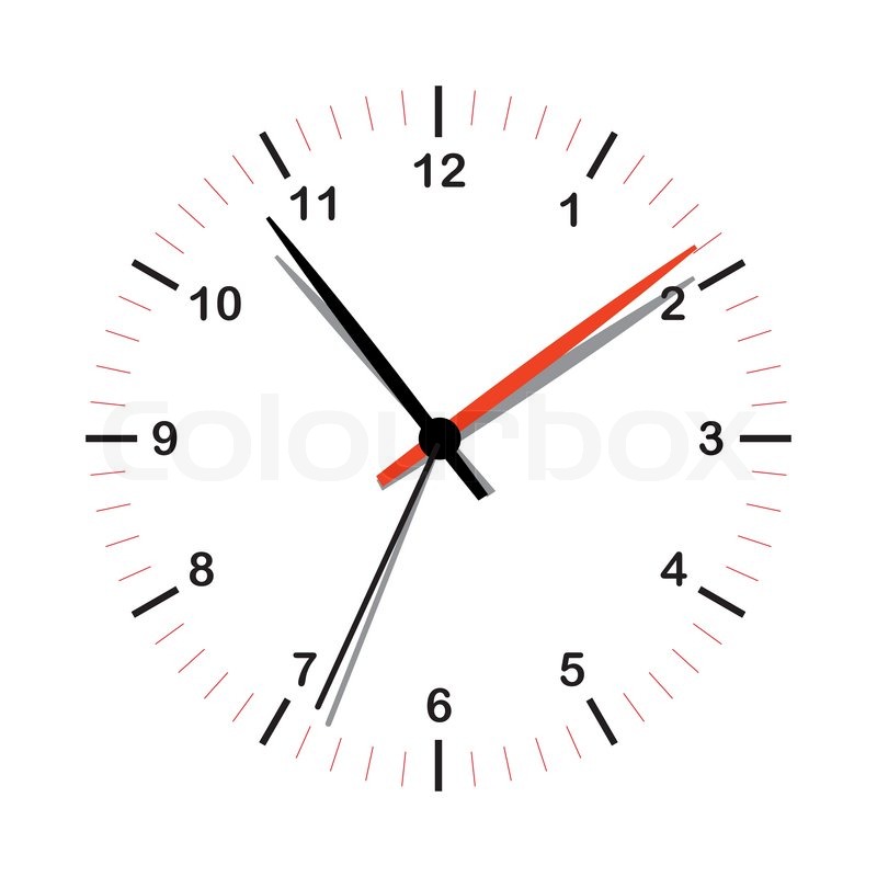 800x800 Illustrated Simple Clock Icon With Shadow On Hands Stock Vector