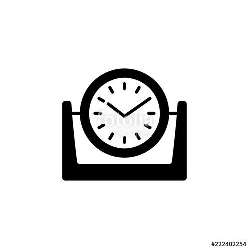 500x500 Vector Illustration Of Modern Desk Timepiece. Flat Icon Of Round