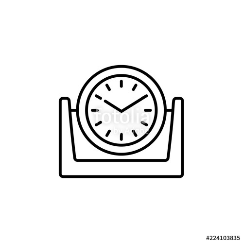 500x500 Vector Illustration Of Modern Desk Timepiece. Line Icon Of Round