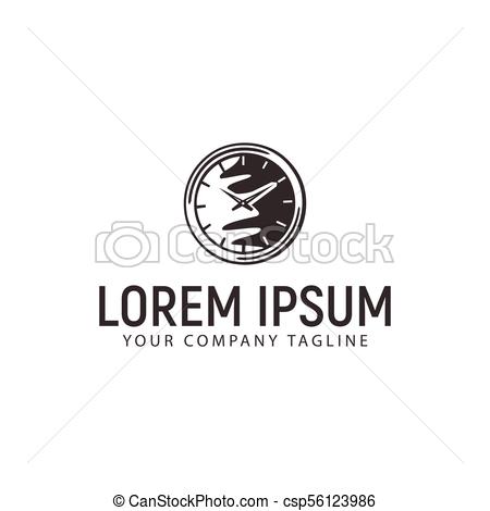 450x470 Clock Logo. Hand Drawn Vintage Design Concept Template.