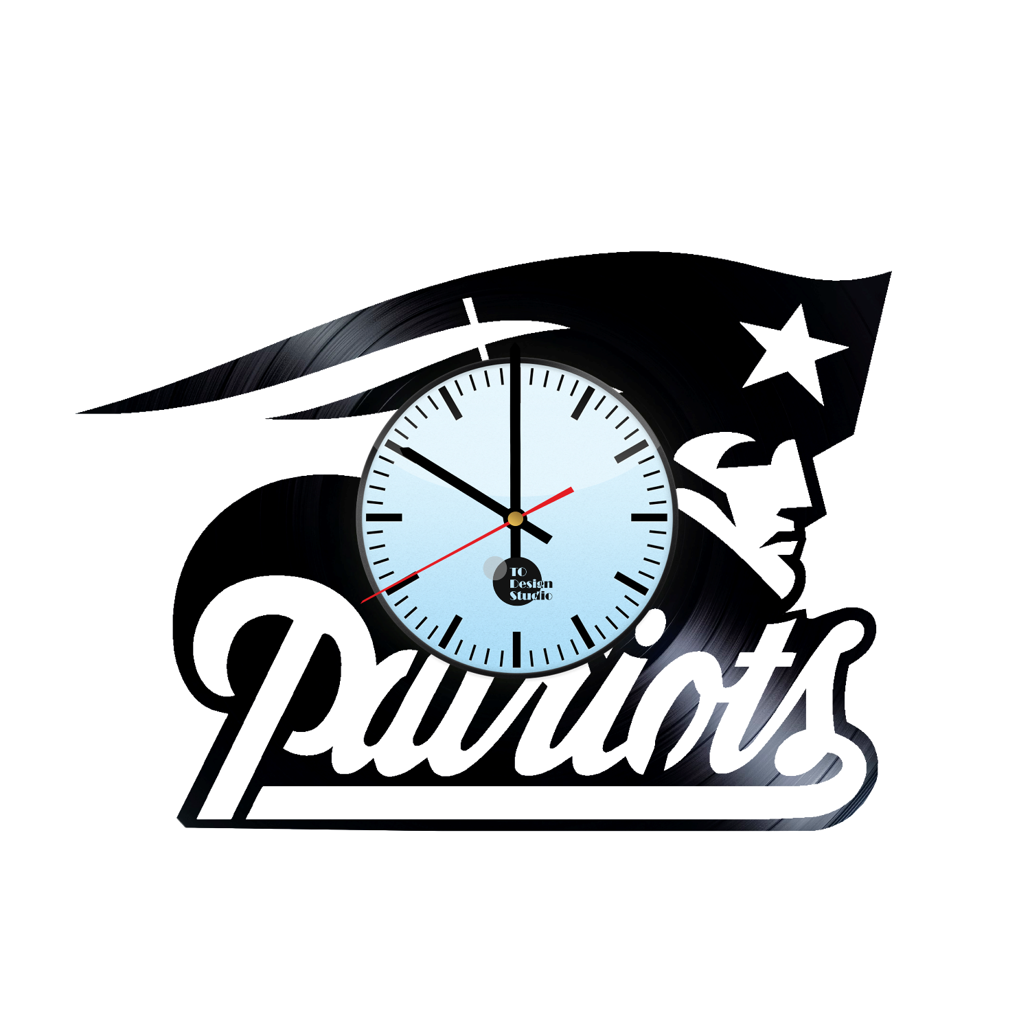 1500x1500 New England Patriots Logo Vector Handmade Vinyl Record Wall Clock