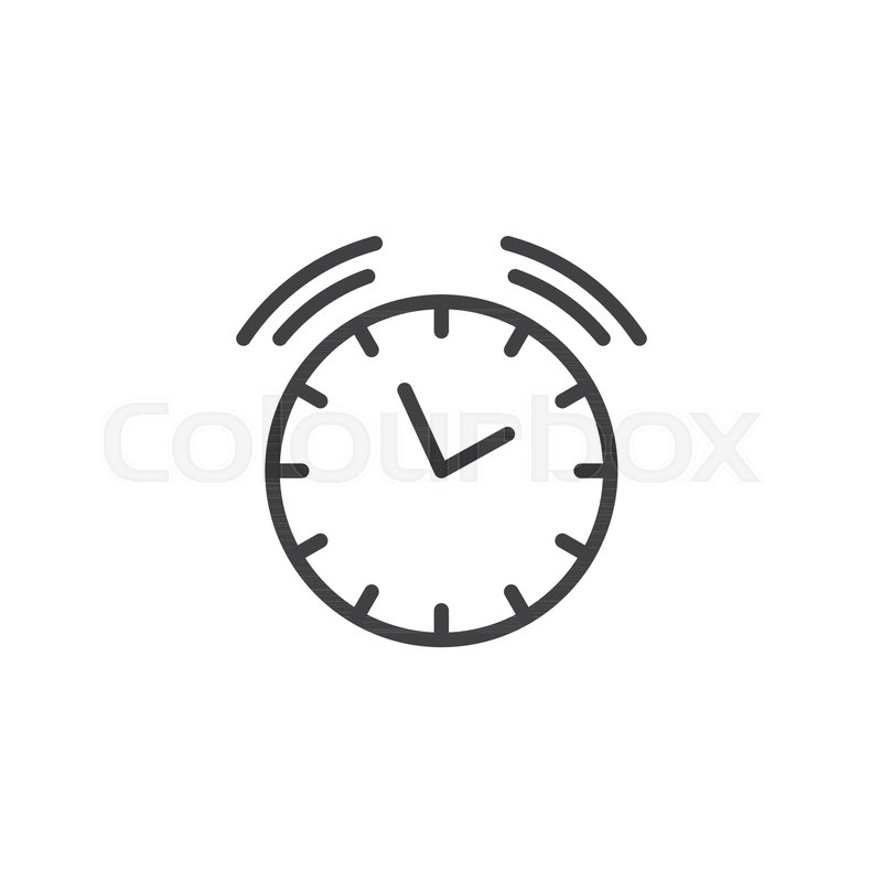 800x800 Ringing Alarm Clock Line Icon, Outline Vector Sign, Linear Style
