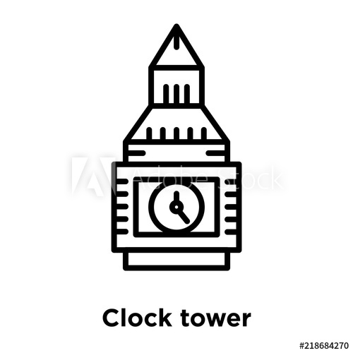 500x500 Clock Tower Icon Vector Isolated On White Background, Clock Tower