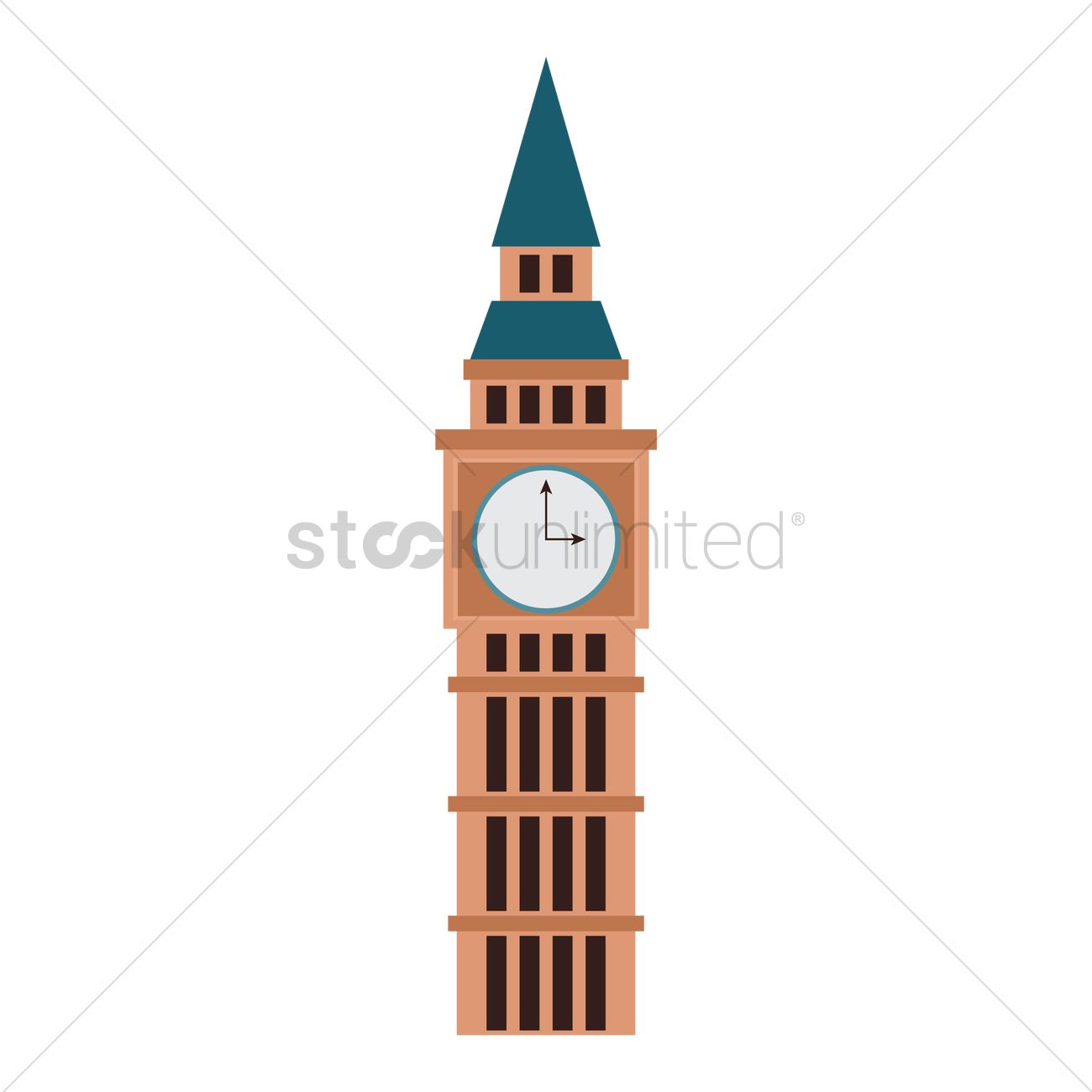 1300x1300 Big Ben Clock Tower Vector Image
