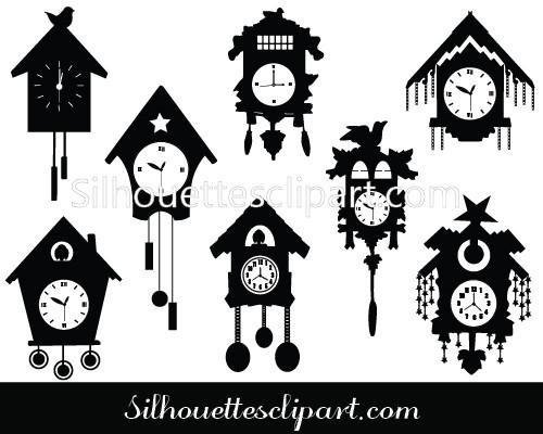 500x400 Cuckoo Clocks Vector Graphics Download Silhouettes Vector