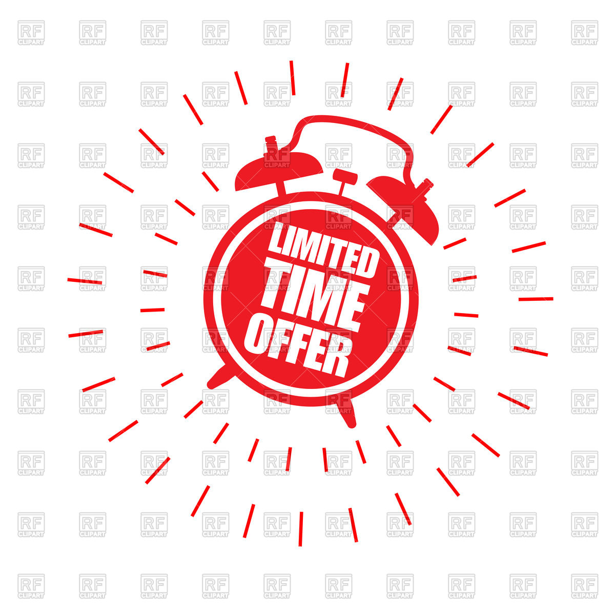 1200x1200 Limited Time Offer Sticker With Alarm Clock Vector Image Vector